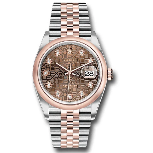 Rolex Datejust 36mm - Steel and Gold Pink Gold - Domed Bezel - Jubilee