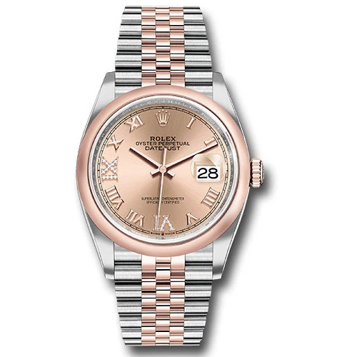 Rolex Datejust 36mm - Steel and Gold Pink Gold - Domed Bezel - Jubilee