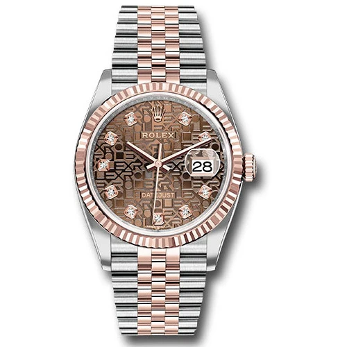 Rolex Datejust 36mm - Steel and Gold Pink Gold - Fluted Bezel - Jubilee