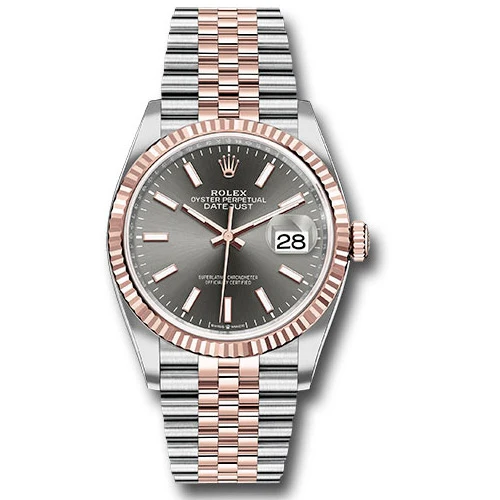 Rolex Datejust 36mm - Steel and Gold Pink Gold - Fluted Bezel - Jubilee