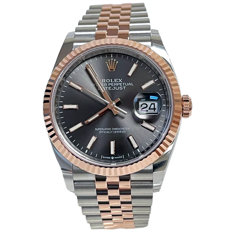 Rolex Datejust 36mm - Steel and Gold Pink Gold - Fluted Bezel - Jubilee - Image 2