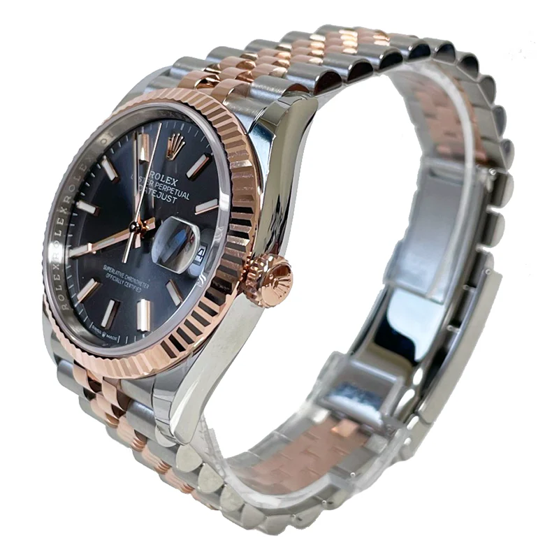 Rolex Datejust 36mm - Steel and Gold Pink Gold - Fluted Bezel - Jubilee - Image 3