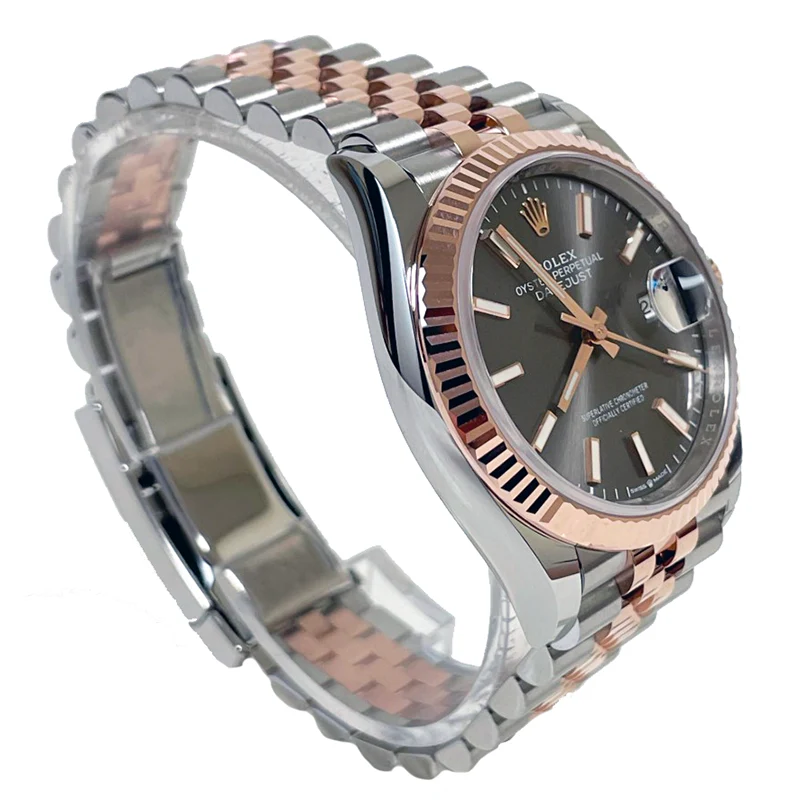 Rolex Datejust 36mm - Steel and Gold Pink Gold - Fluted Bezel - Jubilee - Image 4