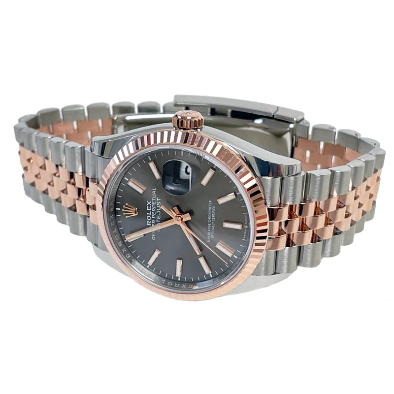 Rolex Datejust 36mm - Steel and Gold Pink Gold - Fluted Bezel - Jubilee - Image 5