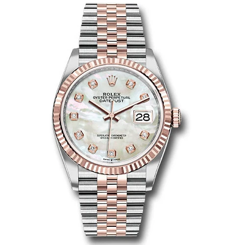 Rolex Datejust 36mm - Steel and Gold Pink Gold - Fluted Bezel - Jubilee