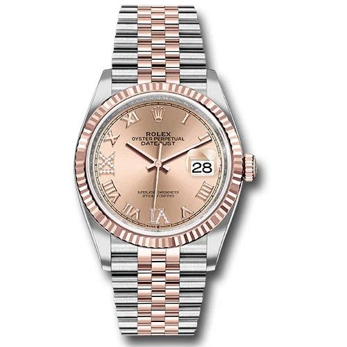 Rolex Datejust 36mm - Steel and Gold Pink Gold - Fluted Bezel - Jubilee