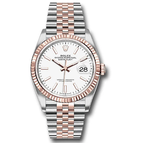 Rolex Datejust 36mm - Steel and Gold Pink Gold - Fluted Bezel - Jubilee