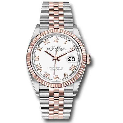 Rolex Datejust 36mm - Steel and Gold Pink Gold - Fluted Bezel - Jubilee