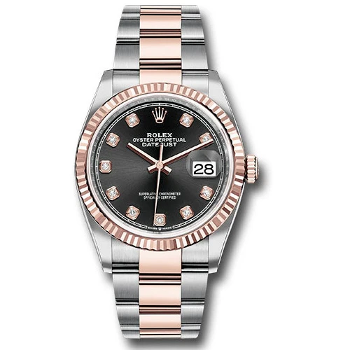 Rolex Datejust 36mm - Steel and Gold Pink Gold - Fluted Bezel - Oyster