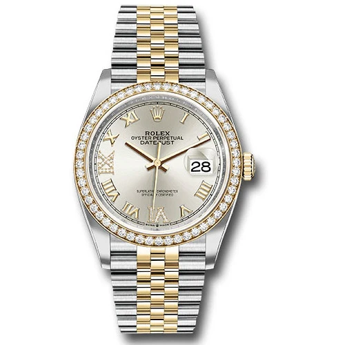 Rolex Datejust 36mm - Steel and Gold Yellow Gold - Diamond Bezel - Jubilee