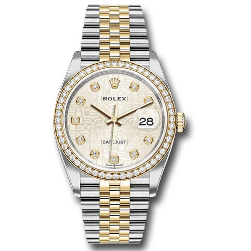 Rolex Datejust 36mm - Steel and Gold Yellow Gold - Diamond Bezel - Jubilee