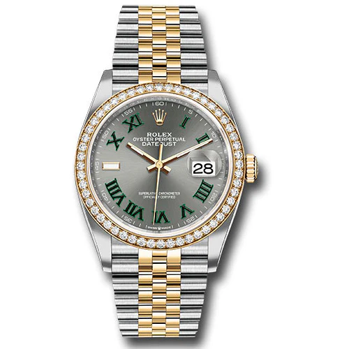 Rolex Datejust 36mm - Steel and Gold Yellow Gold - Diamond Bezel - Jubilee