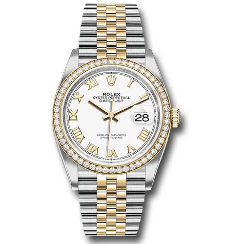 Rolex Datejust 36mm - Steel and Gold Yellow Gold - Diamond Bezel - Jubilee