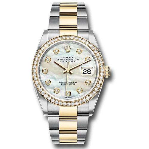 Rolex Datejust 36mm - Steel and Gold Yellow Gold - Diamond Bezel - Oyster