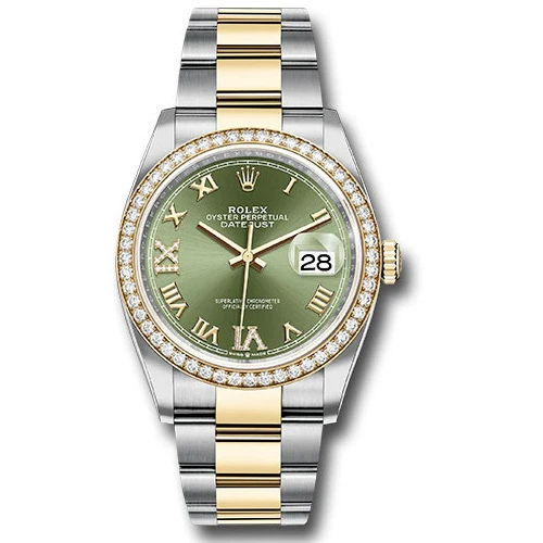 Rolex Datejust 36mm - Steel and Gold Yellow Gold - Diamond Bezel - Oyster