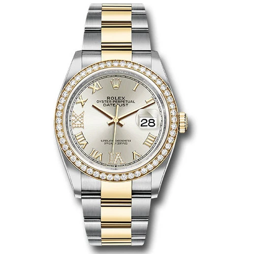 Rolex Datejust 36mm - Steel and Gold Yellow Gold - Diamond Bezel - Oyster