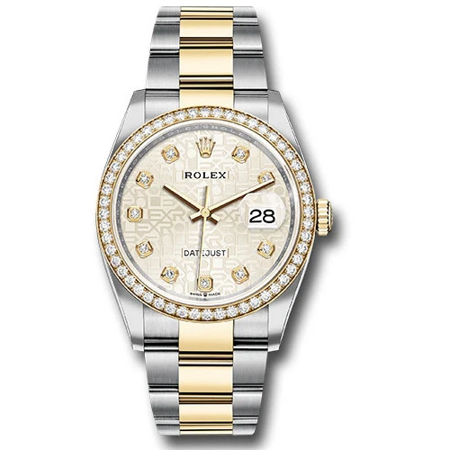 Rolex Datejust 36mm - Steel and Gold Yellow Gold - Diamond Bezel - Oyster
