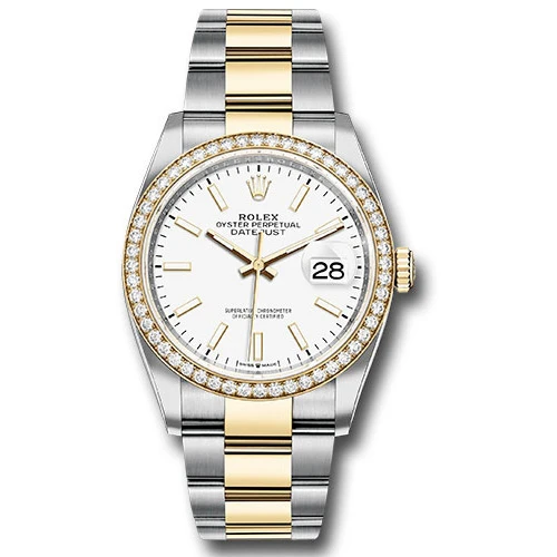 Rolex Datejust 36mm - Steel and Gold Yellow Gold - Diamond Bezel - Oyster