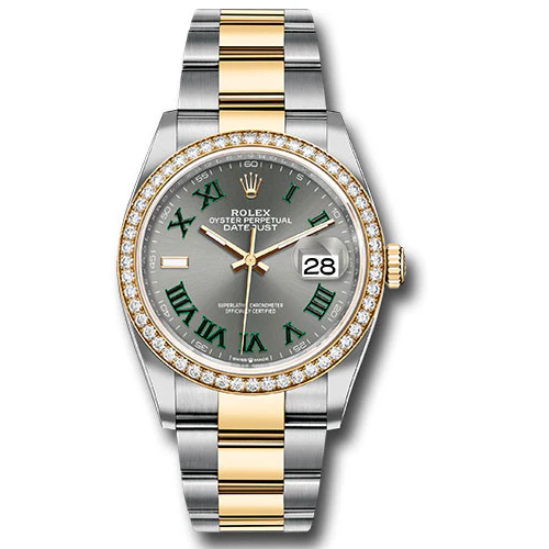 Rolex Datejust 36mm - Steel and Gold Yellow Gold - Diamond Bezel - Oyster