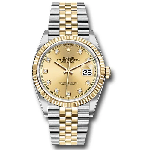 Rolex Datejust 36mm - Steel and Gold Yellow Gold - Fluted Bezel - Jubilee