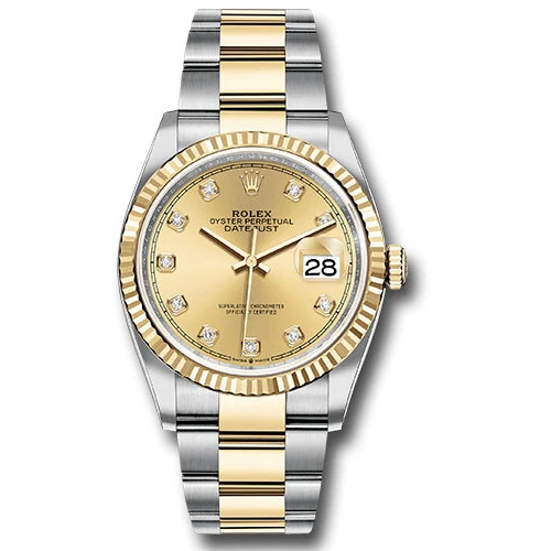 Rolex Datejust 36mm - Steel and Gold Yellow Gold - Fluted Bezel - Oyster