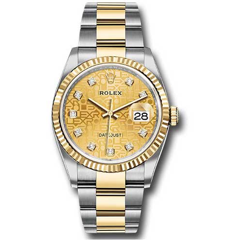 Rolex Datejust 36mm - Steel and Gold Yellow Gold - Fluted Bezel - Oyster