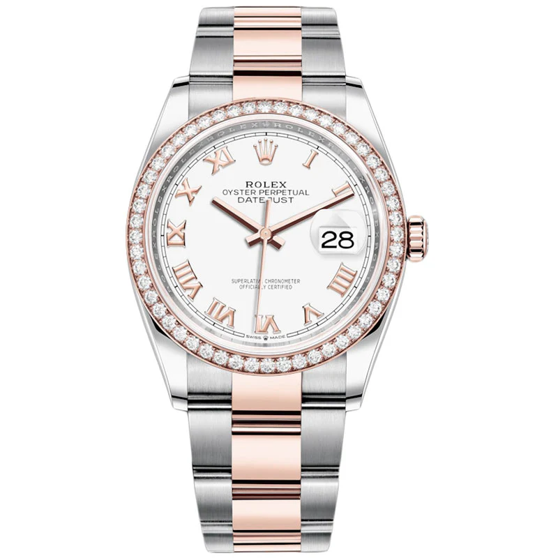 Rolex Datejust 36mm - Steel and Rose Gold - Diamond Bezel - Oyster