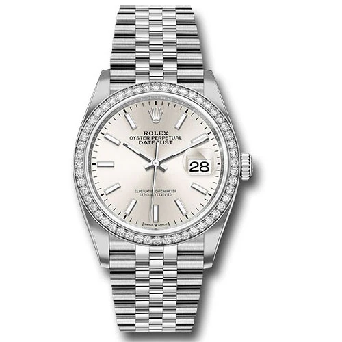 Rolex Datejust 36mm - Steel and White Gold - Diamond Bezel - Jubilee
