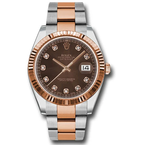 Rolex Datejust 41 Steel and Pink Gold - Fluted Bezel - Oyster