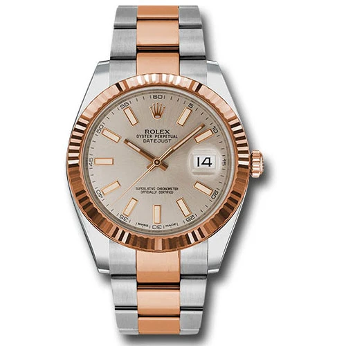 Rolex Datejust 41 Steel and Pink Gold - Fluted Bezel - Oyster