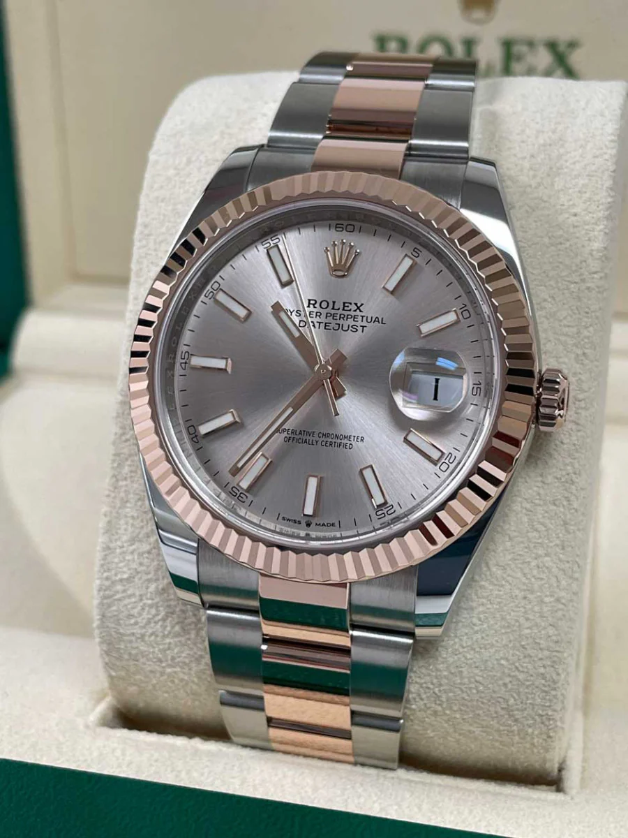Rolex Datejust 41 Steel and Pink Gold - Fluted Bezel - Oyster - Image 2