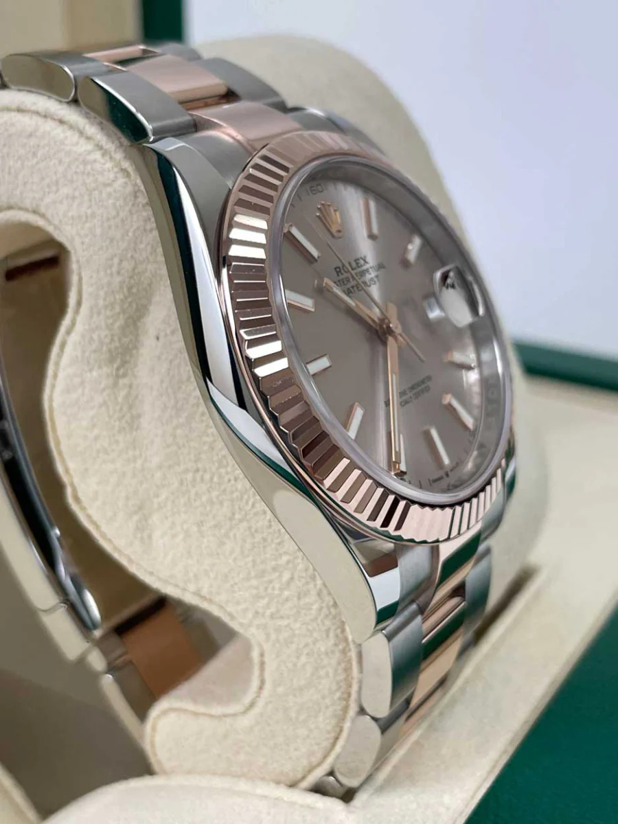 Rolex Datejust 41 Steel and Pink Gold - Fluted Bezel - Oyster - Image 3