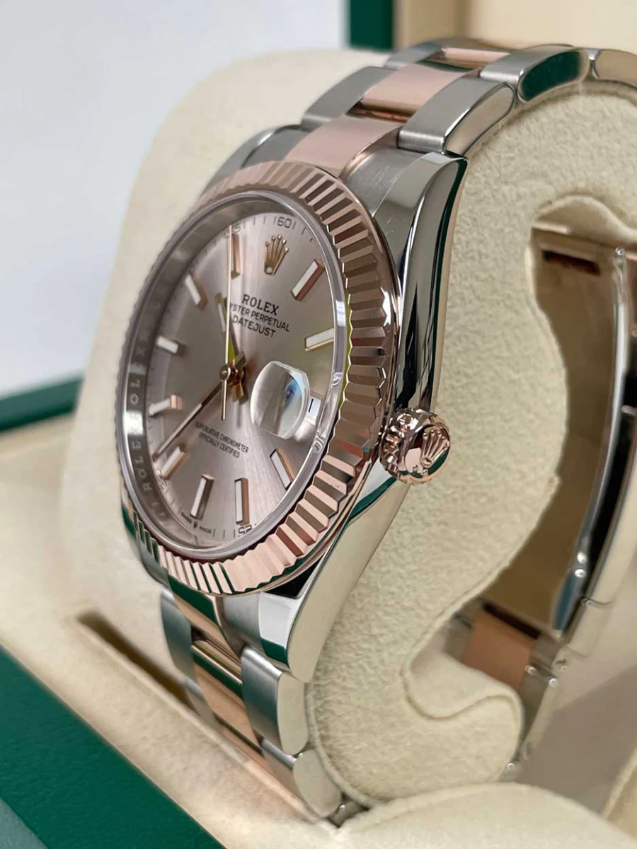 Rolex Datejust 41 Steel and Pink Gold - Fluted Bezel - Oyster - Image 4