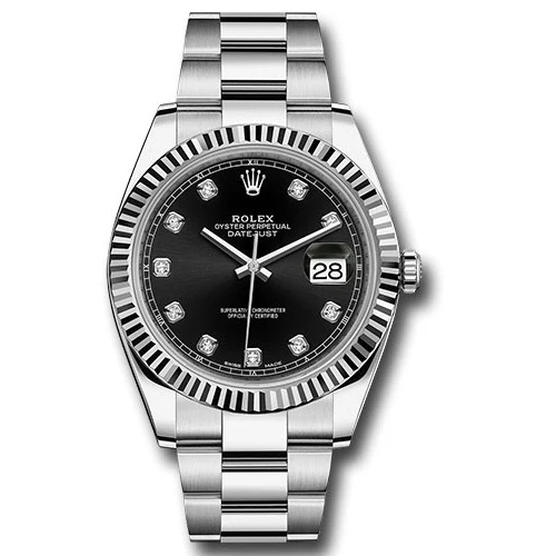 Rolex Datejust 41 Steel and White Gold - Fluted Bezel - Oyster