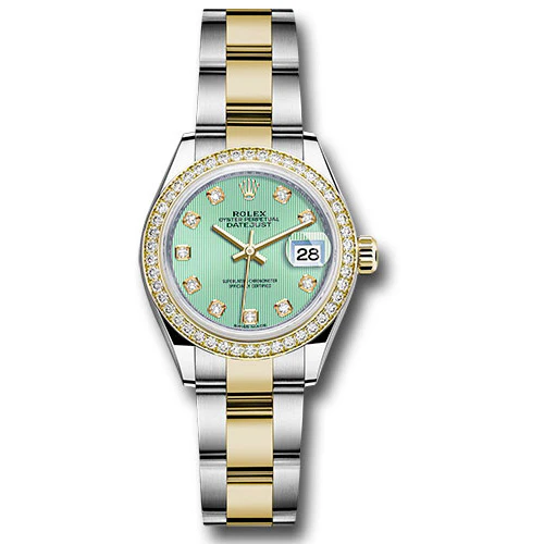 Rolex Datejust Lady 28 Steel and Yellow Gold - Diamond Bezel - Oyster