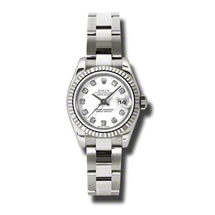 Rolex Datejust Lady - Gold President White Gold - Fluted Bezel - Oyster