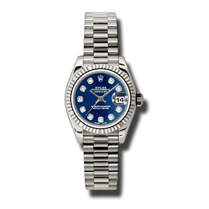 Rolex Datejust Lady - Gold President White Gold - Fluted Bezel - President