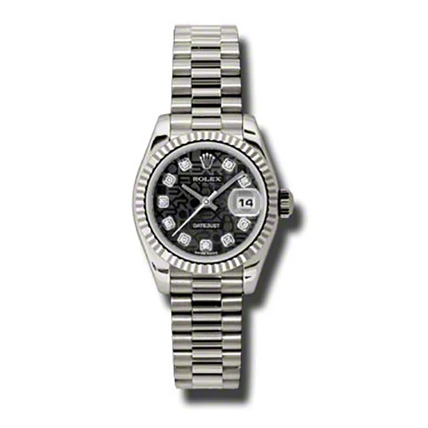 Rolex Datejust Lady - Gold President White Gold - Fluted Bezel - President