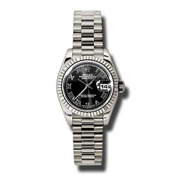 Rolex Datejust Lady - Gold President White Gold - Fluted Bezel - President
