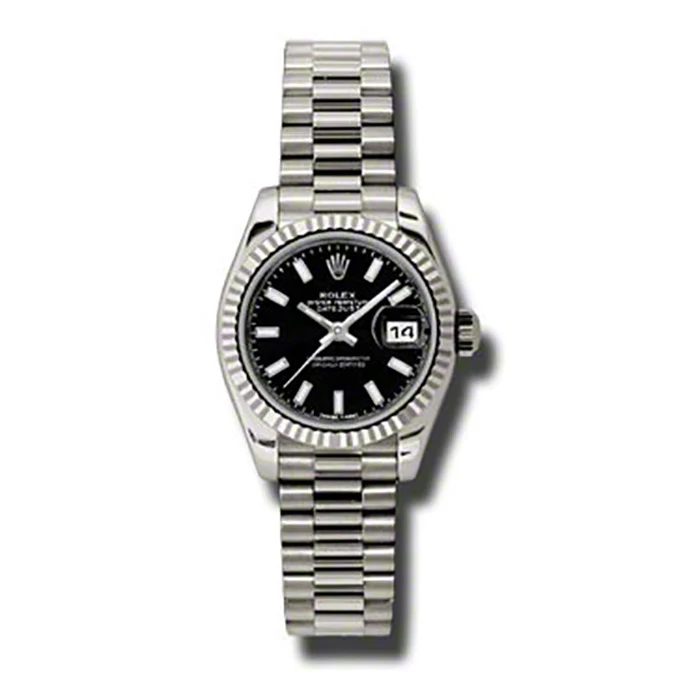 Rolex Datejust Lady - Gold President White Gold - Fluted Bezel - President