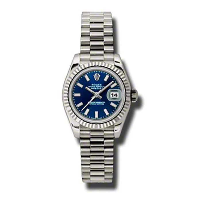 Rolex Datejust Lady - Gold President White Gold - Fluted Bezel - President