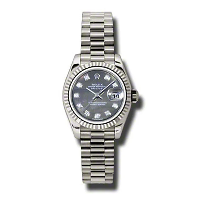 Rolex Datejust Lady - Gold President White Gold - Fluted Bezel - President