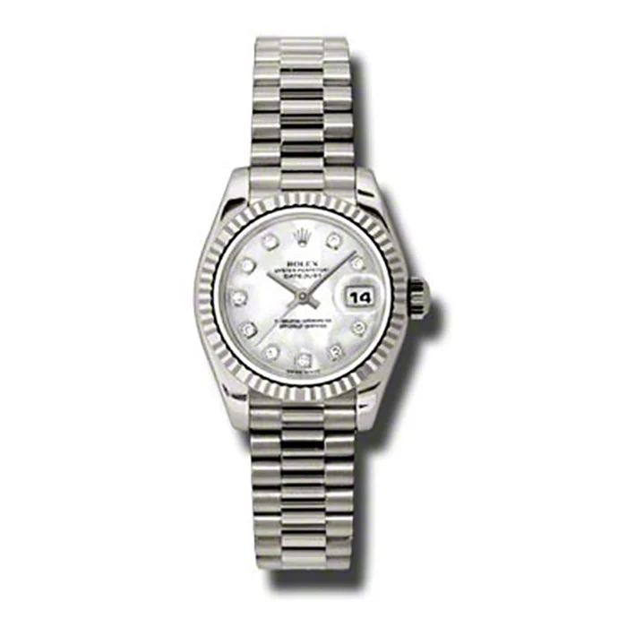 Rolex Datejust Lady - Gold President White Gold - Fluted Bezel - President