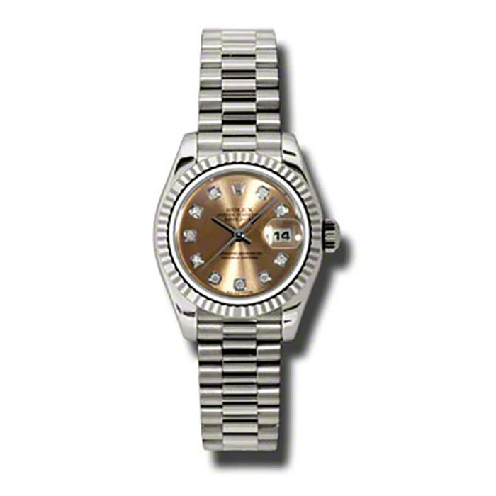 Rolex Datejust Lady - Gold President White Gold - Fluted Bezel - President