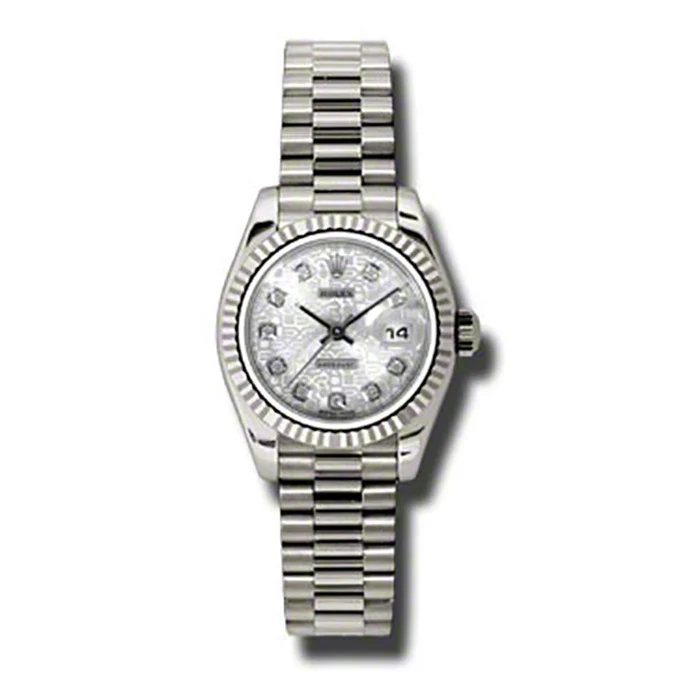 Rolex Datejust Lady - Gold President White Gold - Fluted Bezel - President