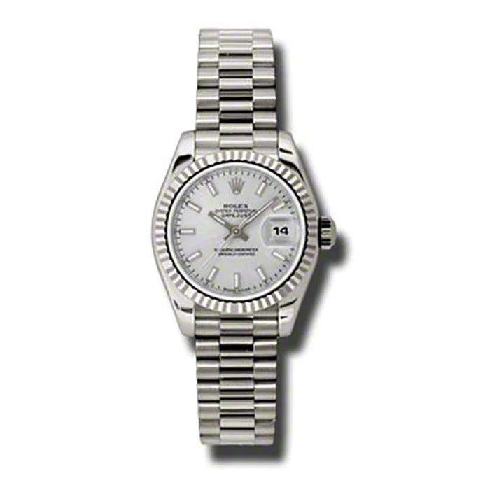 Rolex Datejust Lady - Gold President White Gold - Fluted Bezel - President