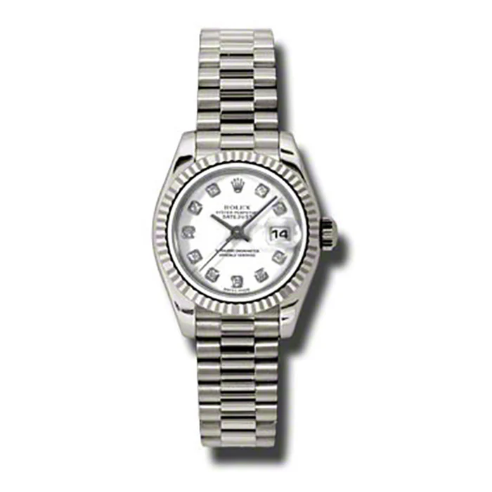 Rolex Datejust Lady - Gold President White Gold - Fluted Bezel - President