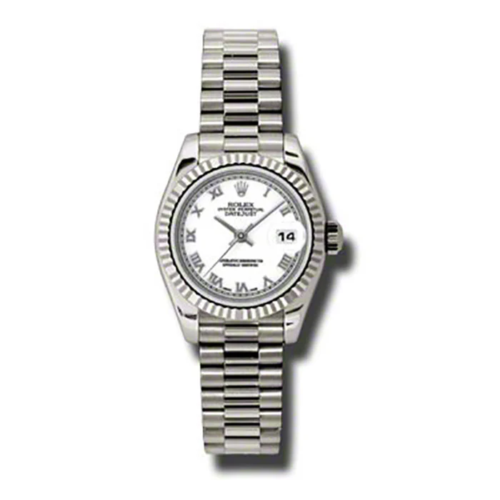 Rolex Datejust Lady - Gold President White Gold - Fluted Bezel - President