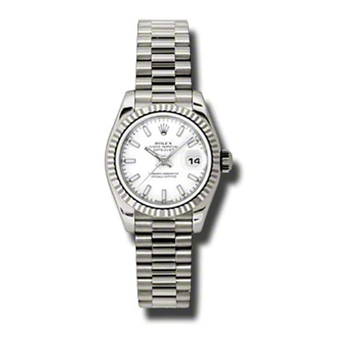 Rolex Datejust Lady - Gold President White Gold - Fluted Bezel - President