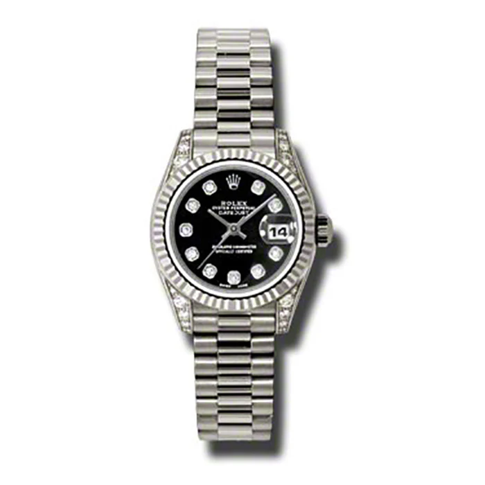 Rolex Datejust Lady - Gold President White Gold - Fluted Bezel - President